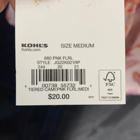 SO pink floral tiered cami boho top M XL or XXL jr - Picture 13 of 17